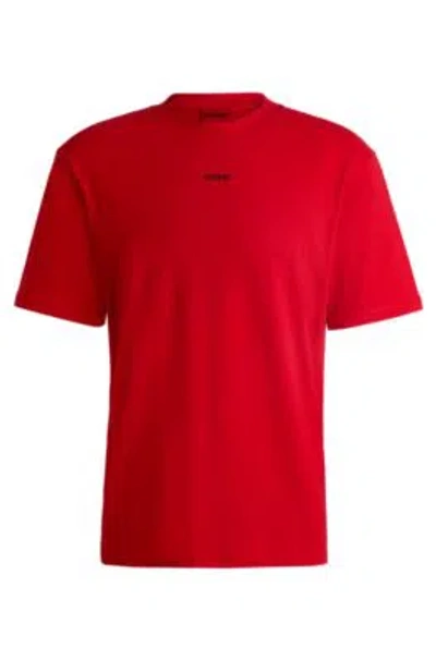Hugo Boss Relaxed-fit T-shirt In Cotton With Logo Print In Light Pink