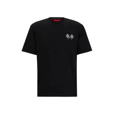 Hugo Boss Relaxed-fit T-shirt In With Seasonal Artwork In Black