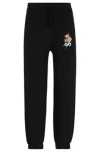 Hugo Boss Relaxed-fit Tracksuit Bottoms With Floral Logo Artwork In Black
