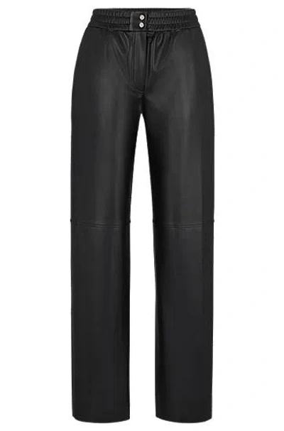 Hugo Boss Relaxed-fit Trousers In Faux Leather In Black