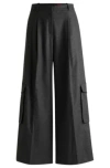 Hugo Boss Relaxed-fit Trousers With Cargo Pockets In Dark Grey