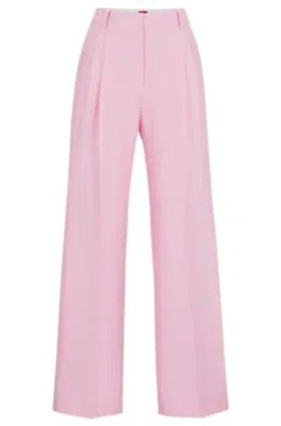 Hugo Relaxed-fit Trousers With Double Front Pleats In Pink