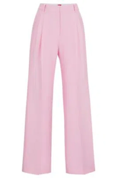 Hugo Boss Relaxed-fit Trousers With Double Front Pleats In Pink