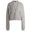 Hugo Boss Relaxed-fit V-neck Cardigan With Stacked Logo In Grey
