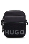 Hugo Boss Reporter Bag With Contrast Logo And Mesh Overlay In Black
