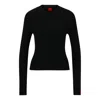 Hugo Boss Rib-knit Sweater With Mock Neckline And Logo Label In Black