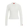 Hugo Boss Rib-knit Sweater With Mock Neckline And Logo Label In White