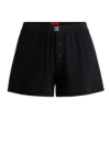 Hugo Boss Ribbed Pajama Shorts In Stretch Cotton With Stacked Logo In Black