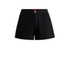 Hugo Boss Ribbed Pajama Shorts In Stretch Cotton With Stacked Logo In Black