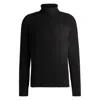 Hugo Boss Rollneck Relaxed-fit Sweater In Ribbed Cotton In Black