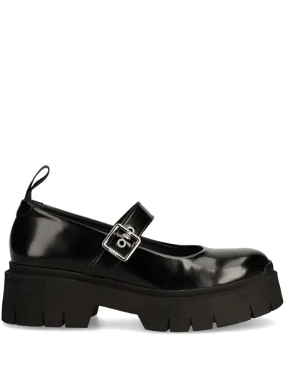 Hugo Boss Round-toe Buckled Brogues In 黑色