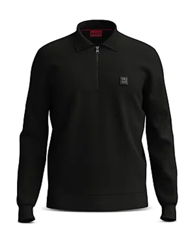 Hugo Sastor Regular Fit Quarter Zip Polo Collar Sweater In Black