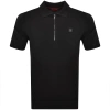 Hugo Boss Zip-neck Knit Polo With Stacked-logo Trim In Black