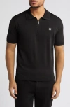 Hugo Boss Sayfong Quarter Zip Sweater Polo In Black