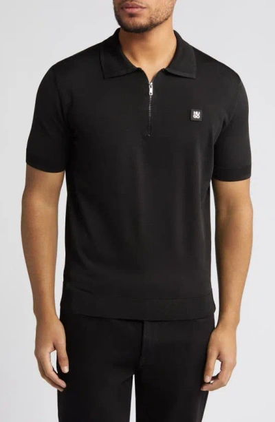 Hugo Boss Sayfong Quarter Zip Sweater Polo In Black