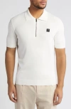 Hugo Boss Hugo Sayfong Quarter Zip Sweater Polo In Open White