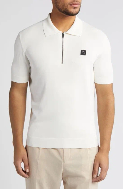 Hugo Boss Hugo Sayfong Quarter Zip Sweater Polo In Open White