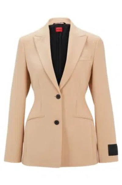 Hugo Sharp-fit Jacket With Two-button Closure In Light Beige