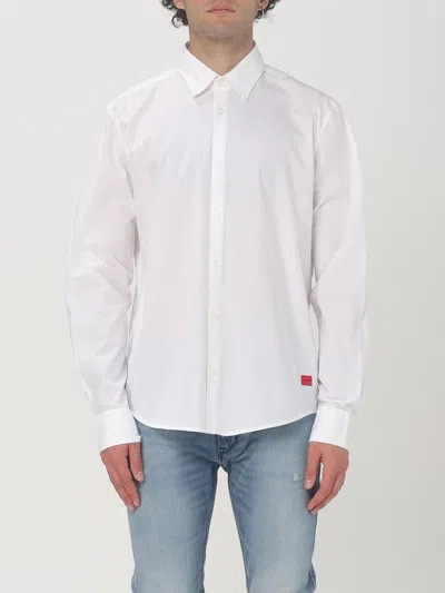 Hugo Boss Logo-embroidered Cotton Shirt In Weiss