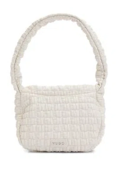 Hugo Boss Shoulder Bag In Quilted-effect Faux Leather In White
