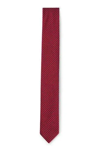 Hugo Solid Silk Skinny Tie In Dark Red