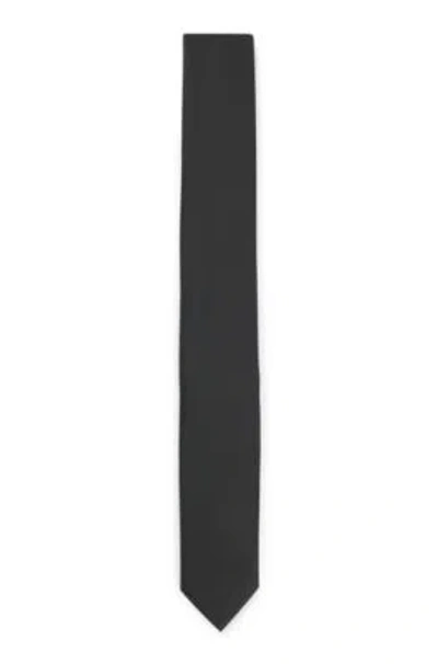 Hugo Boss Silk-blend Tie With Jacquard Weave In Black