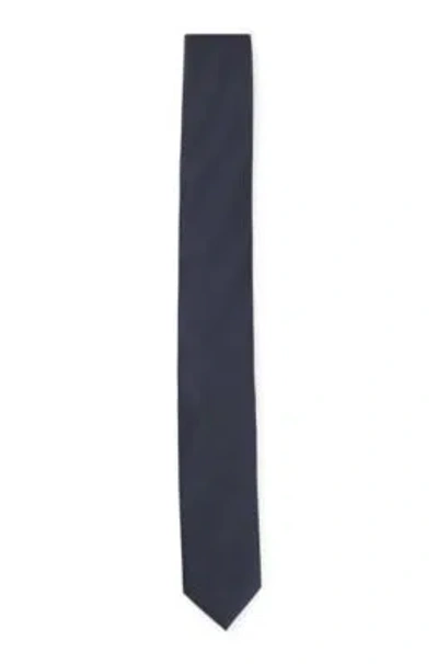 Hugo Boss Silk-blend Tie With Jacquard Weave In Dark Blue