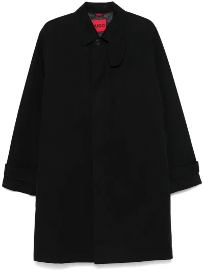 Hugo Boss Single-breasted Trench Coat In Black