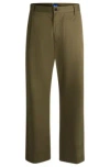 Hugo Boss Skater-style Trousers In Cotton Twill With Blue Label In Light Green