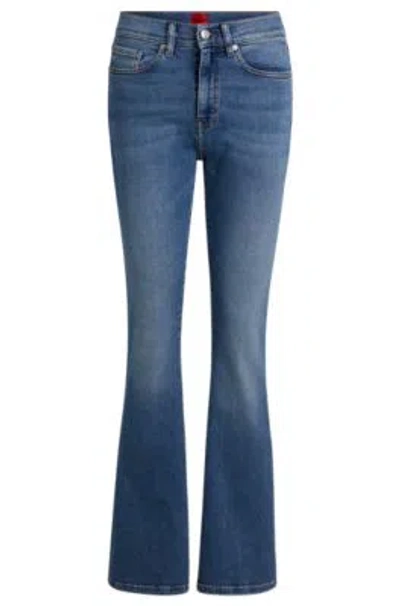 Hugo Skinny-fit Flared Jeans In Blue Super-stretch Denim