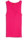 Hugo Boss Sleeveless Asymmetric V-neck Knitted Top In Pink