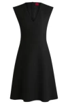 Hugo Boss Sleeveless Dress In Stretch Fabric With Swing Skirt In Black