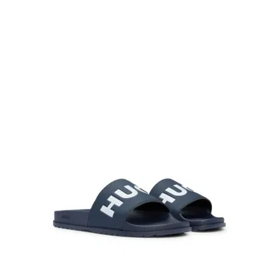 Hugo Boss Slides With Logo Strap In Blue