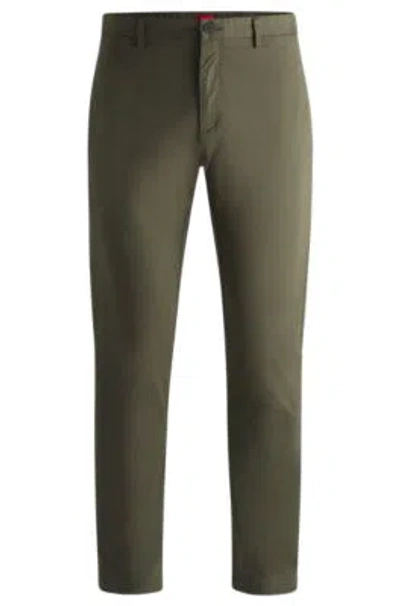Hugo Boss Slim-fit Chinos In Stretch-cotton Gabardine In Khaki