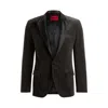 Hugo Boss Slim-fit Evening Jacket In Performance-stretch Cotton Velvet In Grey