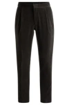 Hugo Boss Slim-fit Flat-front Trousers In Cotton Velvet In Grey