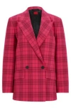 Hugo Boss Slim-fit Jacket In Checked Stretch Material In Patterned