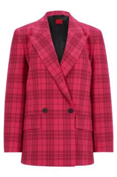 Hugo Boss Slim-fit Jacket In Checked Stretch Material In Patterned