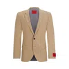 Hugo Boss Slim-fit Jacket In Patterned Super-flex Fabric In Beige