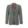 Hugo Boss Slim-fit Jacket In Patterned Super-flex Fabric In Dark Green