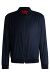 Hugo Boss Slim-fit Jacket In Super-flex Flannel In Blue