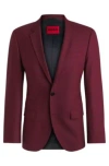 Hugo Boss Slim-fit Jacket In Wool Poplin In Dark Pink