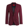Hugo Boss Slim-fit Jacket In Wool Poplin In Pink