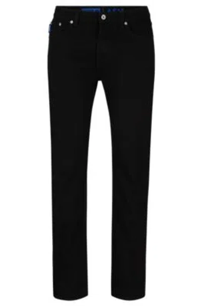 Hugo Slim-fit Jeans In Black Stretch Denim