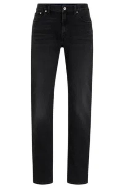 Hugo Slim-fit Jeans In Black Stretch Denim In Dark Grey