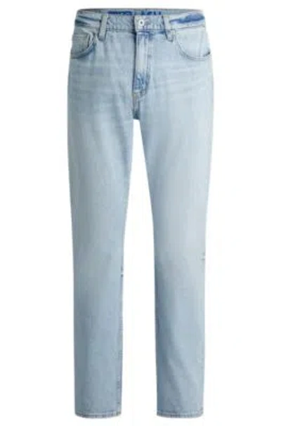 Hugo Boss Slim-fit Jeans In Blue Stretch Denim In Turquoise