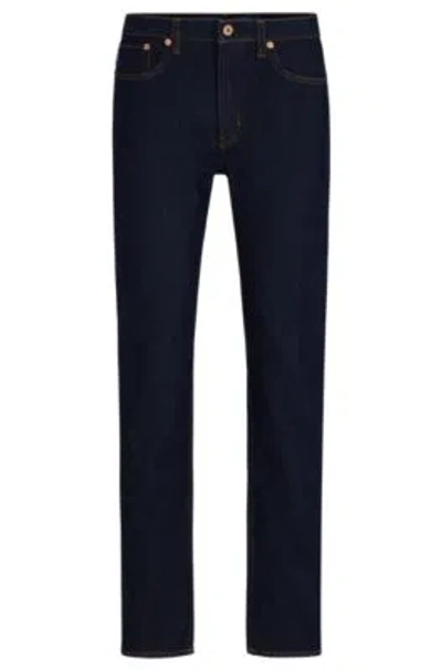 HUGO BOSS SLIM-FIT JEANS IN DARK-BLUE STRETCH DENIM