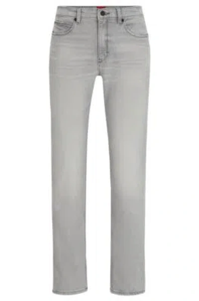 Hugo Slim-fit Jeans In Light-gray Denim In Grey