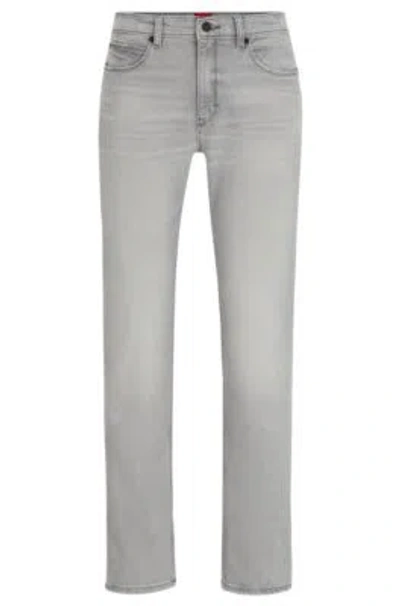 Hugo Boss Slim-fit Jeans In Light-gray Denim In Grey