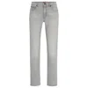 Hugo Boss Slim-fit Jeans In Light-gray Denim In Grey
